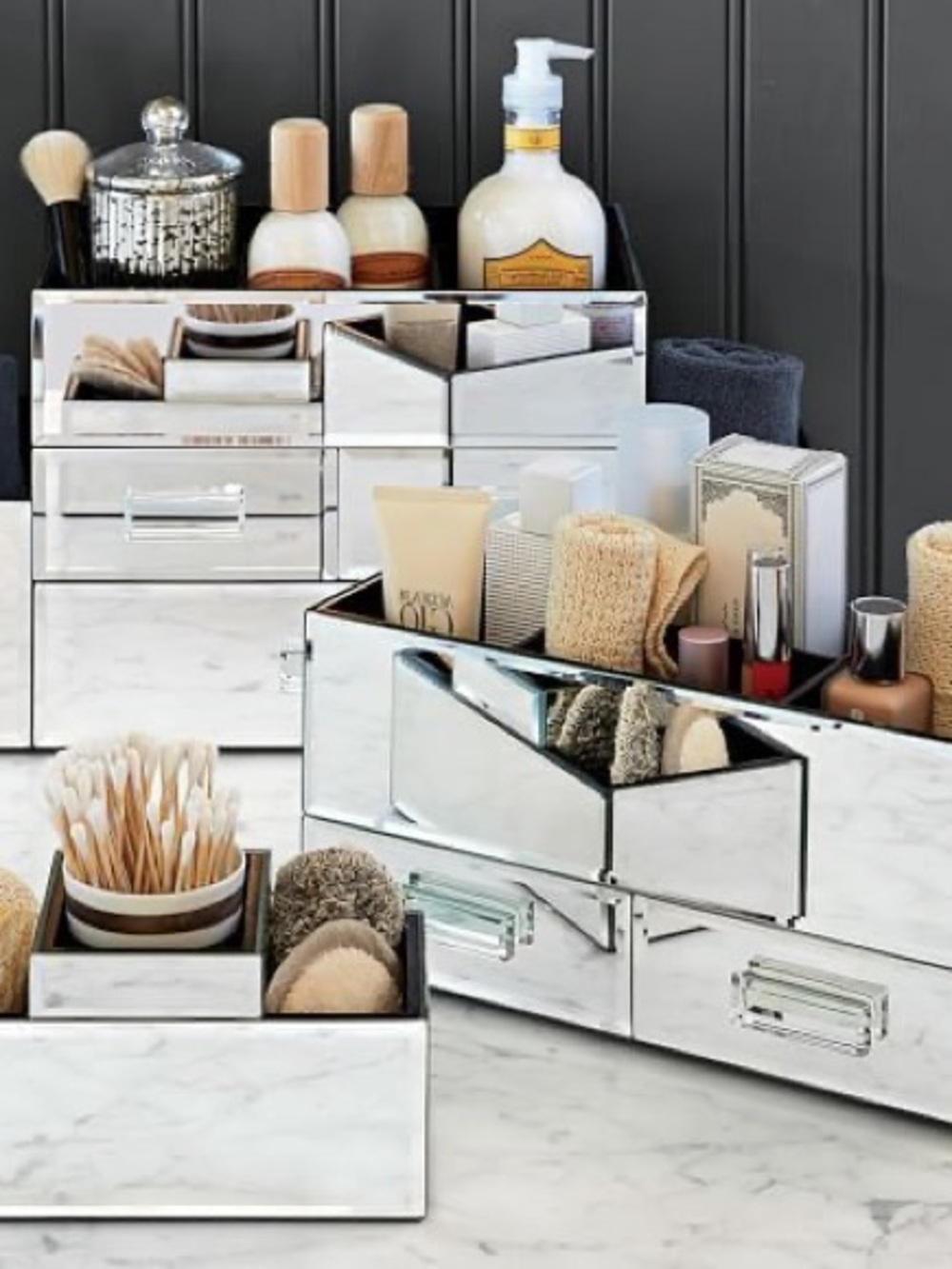 Pottery Barn Mirrored Countertop Vanity/Cosmetic Organizer Storage